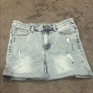 Grace and Lace Distressed 5” Denim Shorts